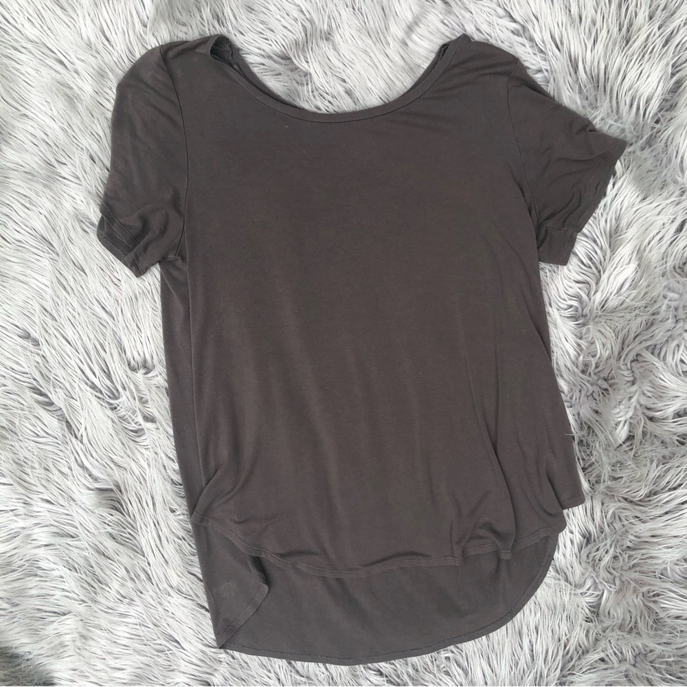 Alfani Woman Oversized Gray T-shirt with Curved Hi-Lo Hem, Size M - Picture 2 of 4